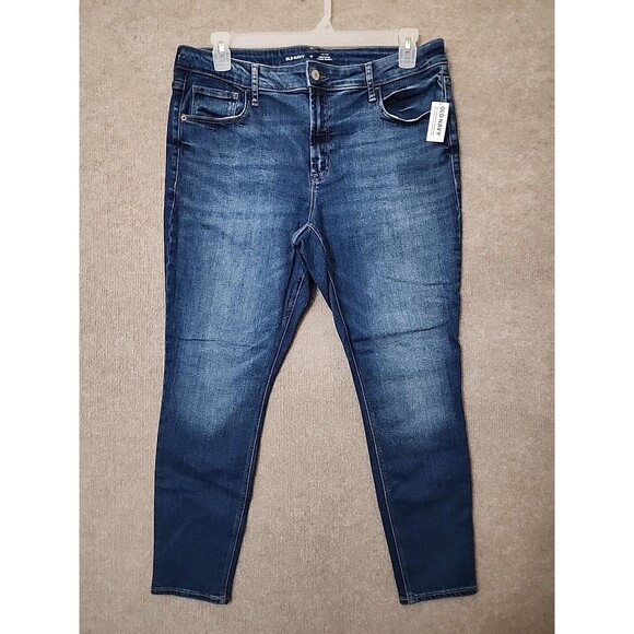 Old Navy Mid Rise Rockstar Super Skinny Jeans Womens 16 Blue Medium Wash NEW - Picture 3 of 10